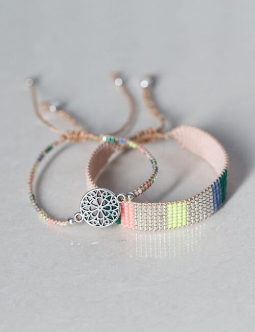 Happy Duo -  handwoven bracelet with Miyuki glass beads