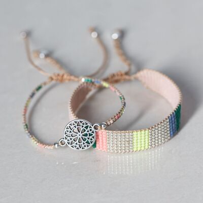 Happy Duo - braccialetto intrecciato a mano con perle di vetro Miyuki