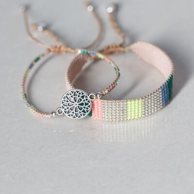 Happy Duo -  handwoven bracelet with Miyuki glass beads