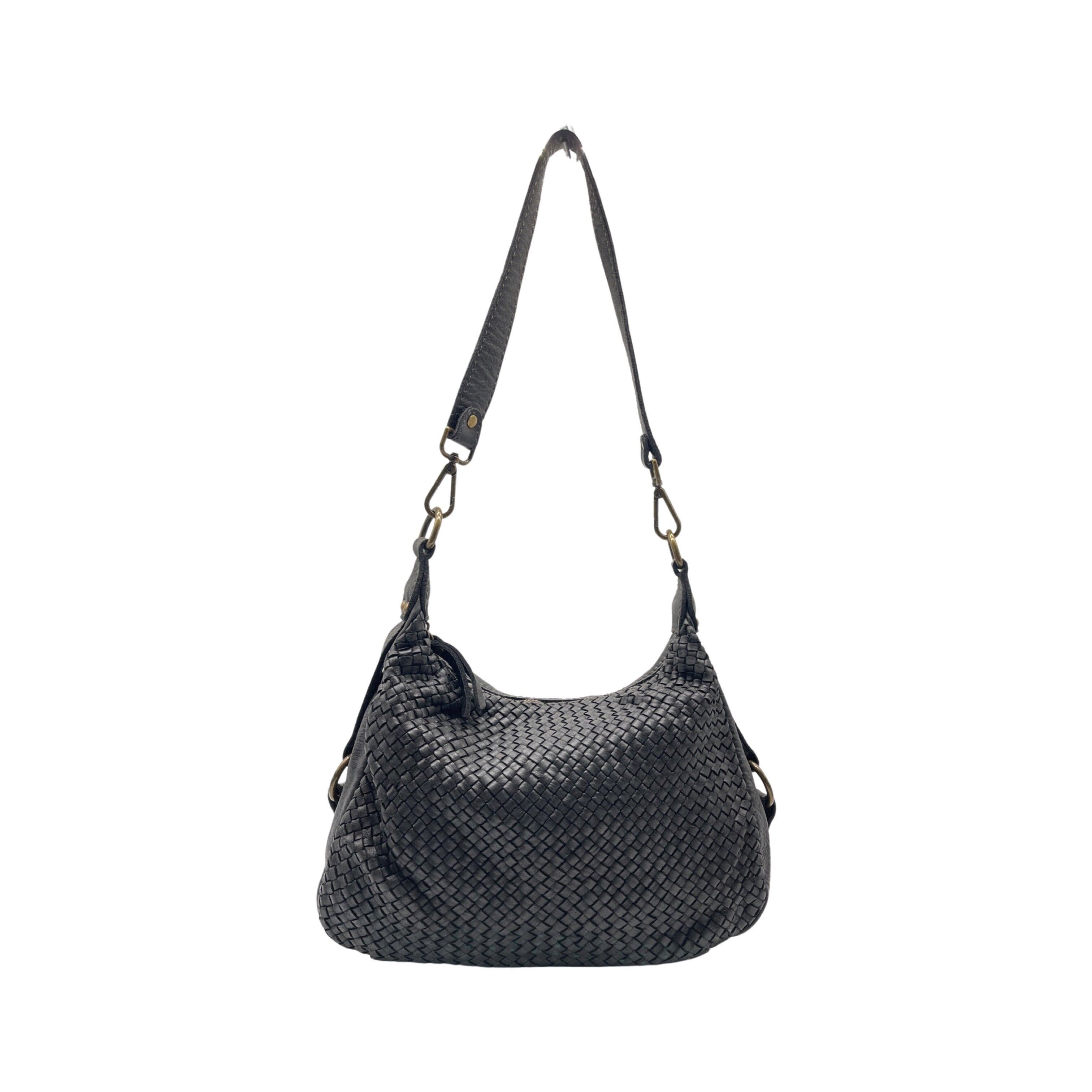 BORSA COLETTE IN PELLE NERA LAVATA