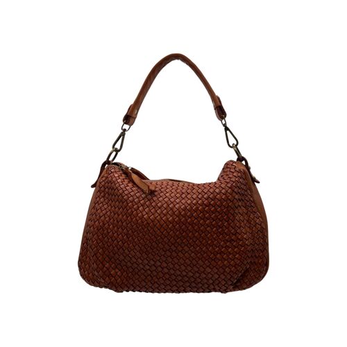 SAC CUIR WASHED PRUDENCE COGNAC