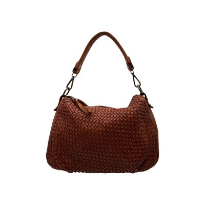 WASHED LEATHER BAG PRUDENCE COGNAC