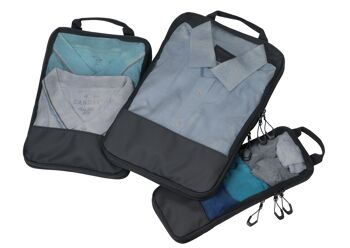 Ensemble de sacs de compression de voyage | 3 sacoches | CUBES D'EMBALLAGE NOIR TROIKA 6