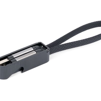 Cavo di ricarica veloce | con apribottiglie | Da USB/USB-C a Lightning o USB-C (60 W) | 0,3 m di lunghezza | PRATICO