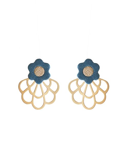 Boucles d'oreilles fleurs ZIA en cuir recyclé, 4 coloris disponibles