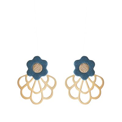ZIA flower earrings in recycled leather, 4 colors available