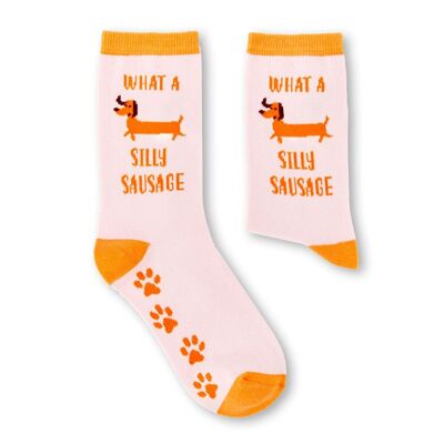 Damen-Socken „What A Silly Sausage“.