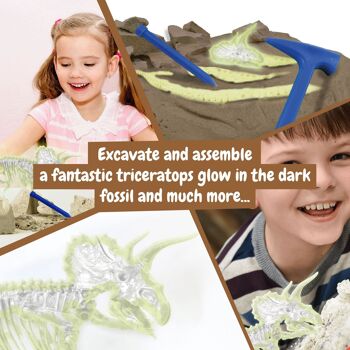 Fouilles fossiles pour les enfants - Tricératops qui brille dans le noir 6