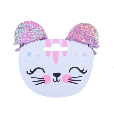 Pack of 2 hair clips with cat ears - two colors