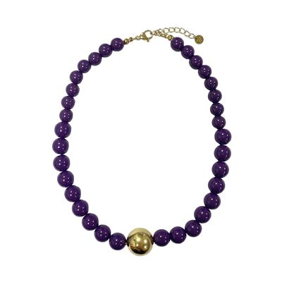 Collier de perles boules - Violet