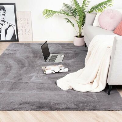 Tapis Moelleux Gris Foncé 80x300CM