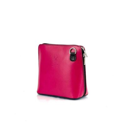 Borsa a tracolla in pelle Jill - Fucsia / Nero