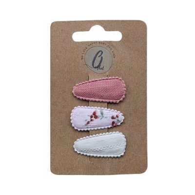 Babyhaarclipjes Spring dusty roze/print/ivory