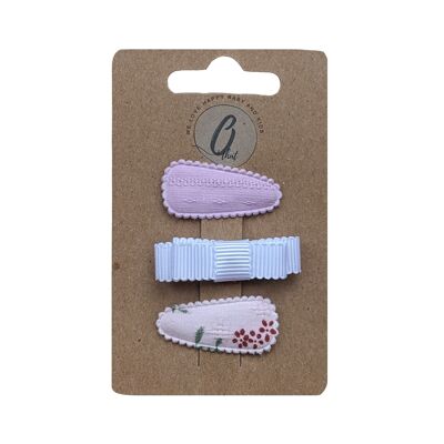 Babyhaarclipjes Spring roze/strik/print