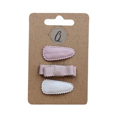 Baby hair clips Spring dusty pink/bow/ivory