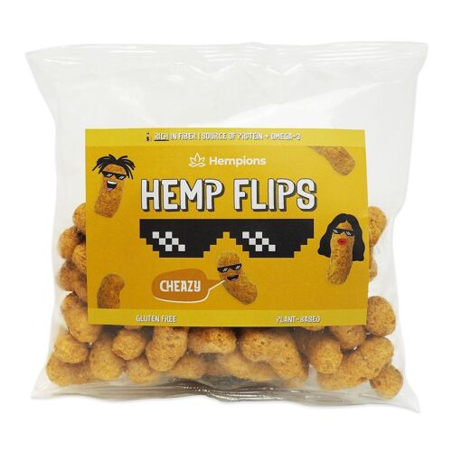 HEMPIONS Organic Hemp Flips Cheazy - Vegan Hemp Snack - Pack of 8