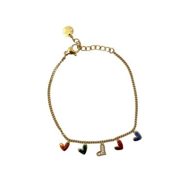 heart bracelet rhinestone - multicolor
