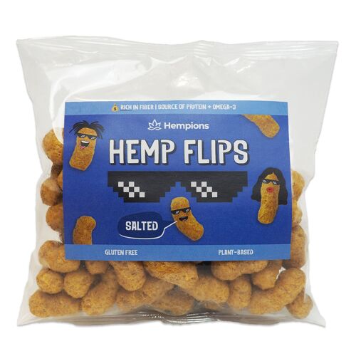 HEMPIONS Organic Hemp Flips Sea Salt, 60 g - Vegan Hemp Snack - Pack of 8