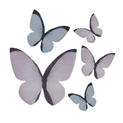BOX OF 79 ASSORTED WAFER BUTTERFLIES PASTEL COLOR 3-6CM