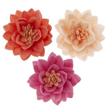 BOITE DE 15 FLEURS DE LOTUS EN AZYME 3 COULEURS Ø 7CM 1