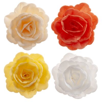 BOX OF 15 AUTUMN WAFER ROSES ASSORTED COLORS Ø 7CM