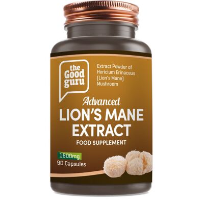 Vegan Lion’s Mane Mushroom Extract (Hericium erinaceus) 90 Capsules Jar