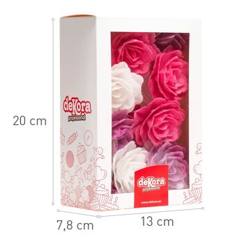 BOITE DE 15 ROSES AZYME COULEURS ASSORTIES Ø 7CM 4