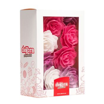 BOITE DE 15 ROSES AZYME COULEURS ASSORTIES Ø 7CM 5