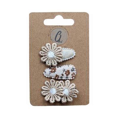 Babyhaarclipjes Spring margrieten zand/print OK 3686