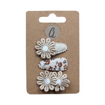 Baby hair clips Spring daisies sand/print OK 3686