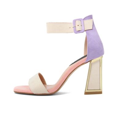 Beige Women's Sandal With Heel - FAG_3866_BEIGE