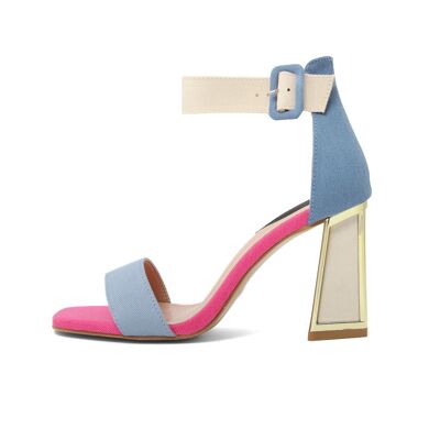 Blue Women's Sandal With Heel - FAG_3866_BLUE