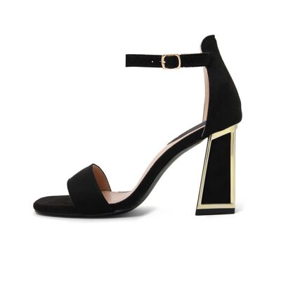 Sandale noire à talon pour femme - FAG_OY40020_BLACK