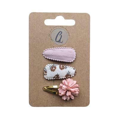 Baby hair clips Spring pink/print/leather look OK 3690