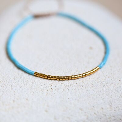 Bracciale Miyuki in turchese con perle di vetro placcate oro 24k