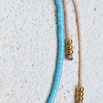 Bracelet Miyuki en turquoise avec perles de verre plaquées or 24 carats 3