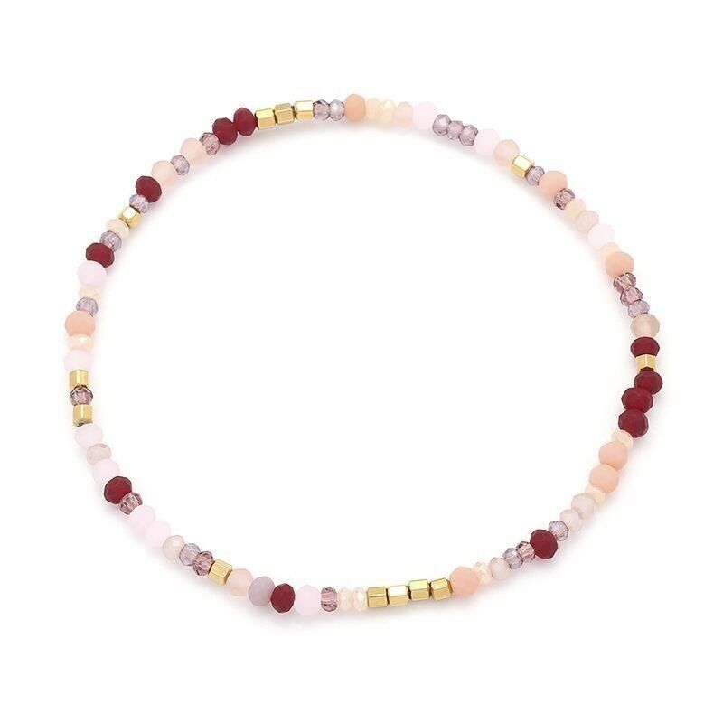 Bracelet acier perles de verre taille mixte 7bis