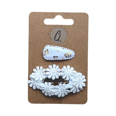 Baby hair clips set small daisies white OK 3694