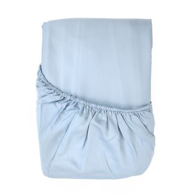 Draps Satin 400TC - Bleu Clair-Double (160x200x25)