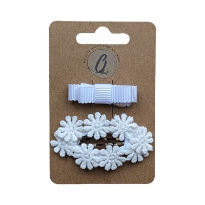 Baby hair clips set small daisies white OK 3693