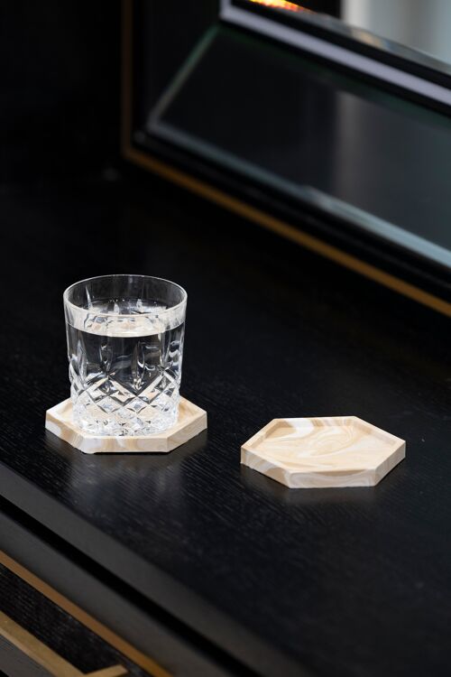 Hexagon Coasters - Nude Marble