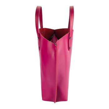 RB1024BE | Sac à main pour femme en cuir véritable Made in Italy avec bandoulière amovible. Grand sac interne amovible. Accessoires gunmetal brillant - Couleur Fuchsia - Dimensions : 48x31x11 cm 4