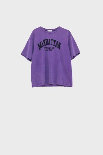 Camiseta holgada violette texte manhattan 1