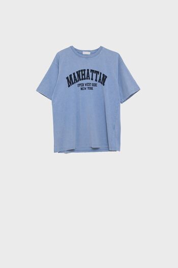 Camiseta holgada bleu texte manhattan 1