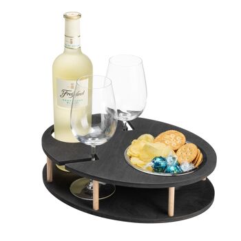 INEXTERIOR "WineBar", plateau de service, bol à snack, porte-bouteille, porte-verre à vin