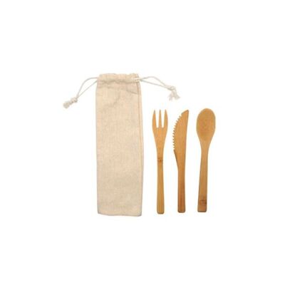 Reusable bamboo cutlery set + Fackelmann Move cotton bag