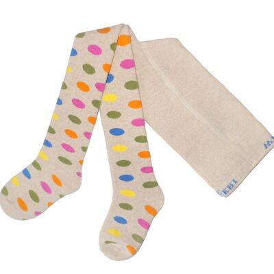 Tights for Baby and children terry, soft plusch , frottee > polka Dots<Light cream