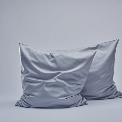 Fundas de almohada de satén 400TC - Gris claro-40X80