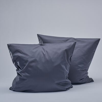 Fundas de almohada de satén 400TC - Gris oscuro-40X80