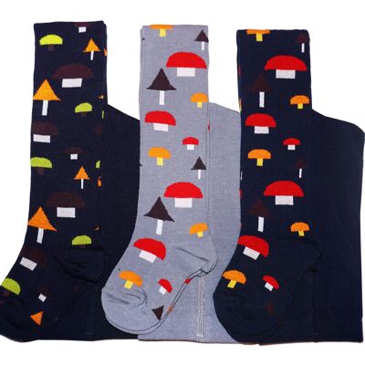 Collant in Cotone per Bambini >>Blu Marino<<Funghi